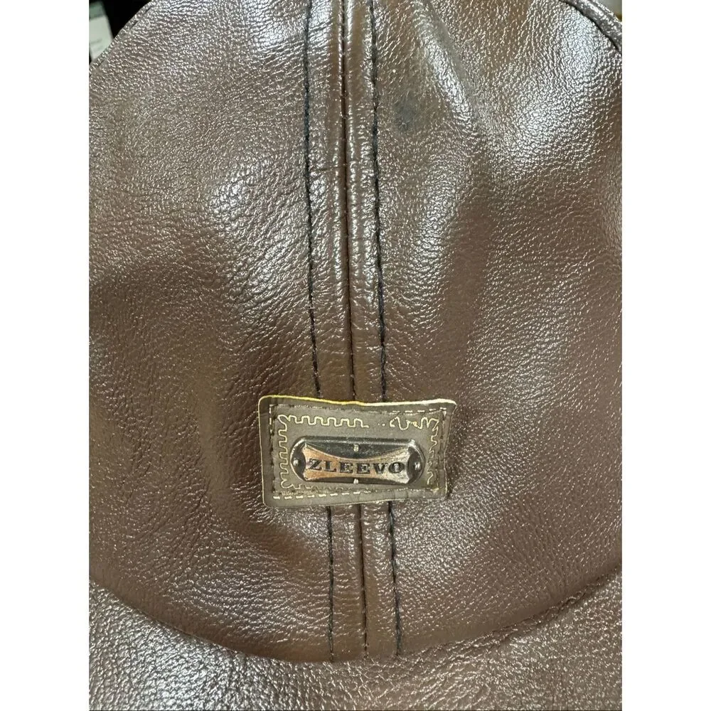 Brown Vegan Leather Hat